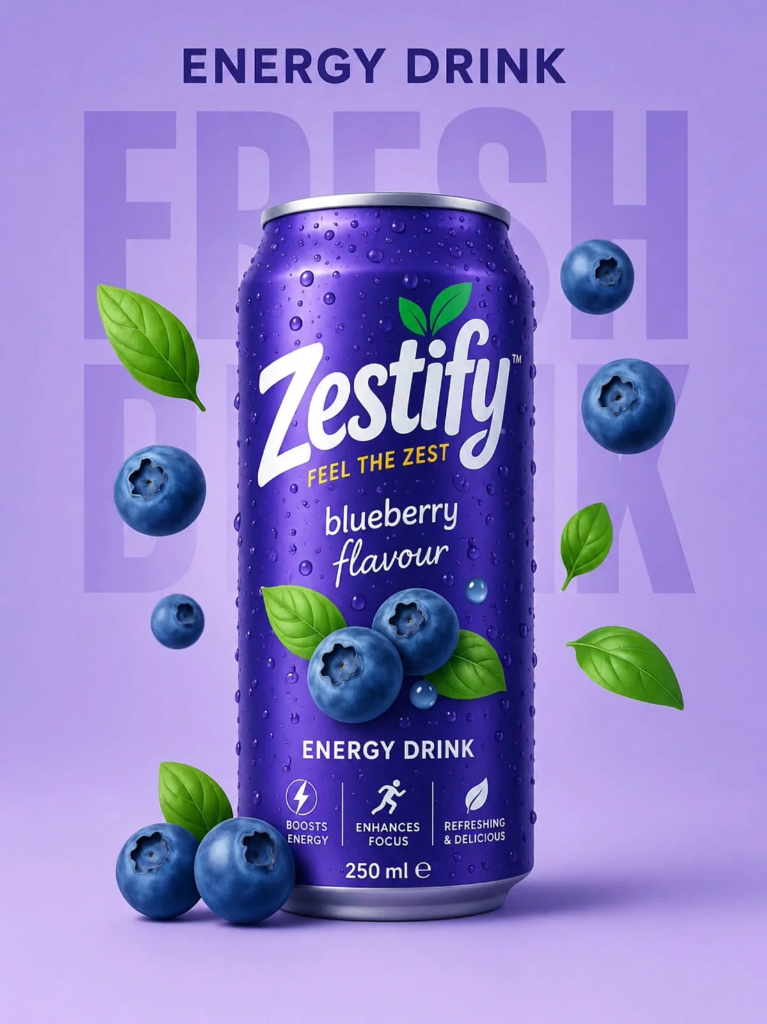 Zestify Blueberry Energy Drink Poster