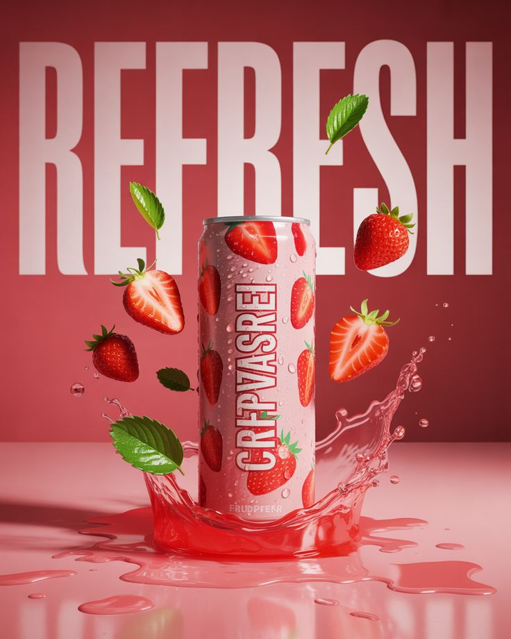 Refresh Strawberry Energy Drink Poster