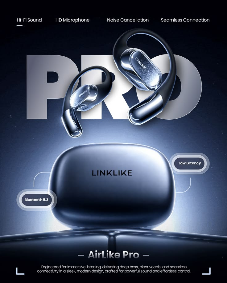 Linklike AirLike Pro Earbuds Tech Poster